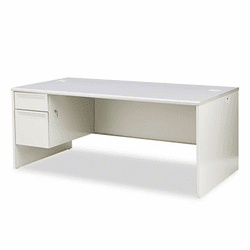 HON38294LG2Q 38000 Series Left Pedestal Desk, 72w x 36d x 29-1/2h, Gray Patterned/Light Gray By HON COMPANY