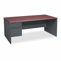 HON38294LNS 38000 Series Left Pedestal Desk, 72w x 36d x 29-1/2h, Mahogany/Charcoal By HON COMPANY