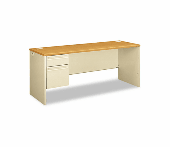HON38855LCL 38000 Series Left Pedestal Credenza, 72w x 24d x 29-1/2h, Harvest/Putty By HON COMPANY