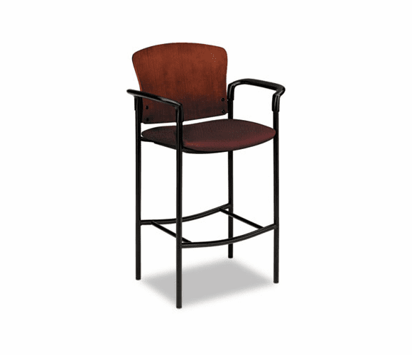 HON4099JNT69T Pagoda 4090 Series Stool, Henna Cherry Wood Back/Wine Fabric Seat By HON COMPANY