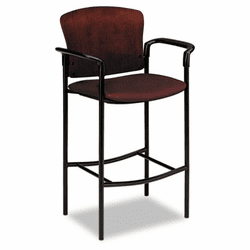 HON4099NNT69T Pagoda 4090 Series Stool, Mahogany Wood Back/Wine Fabric Seat By HON COMPANY