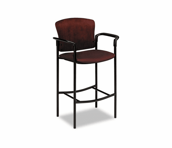 HON4099NNT69T Pagoda 4090 Series Stool, Mahogany Wood Back/Wine Fabric Seat By HON COMPANY