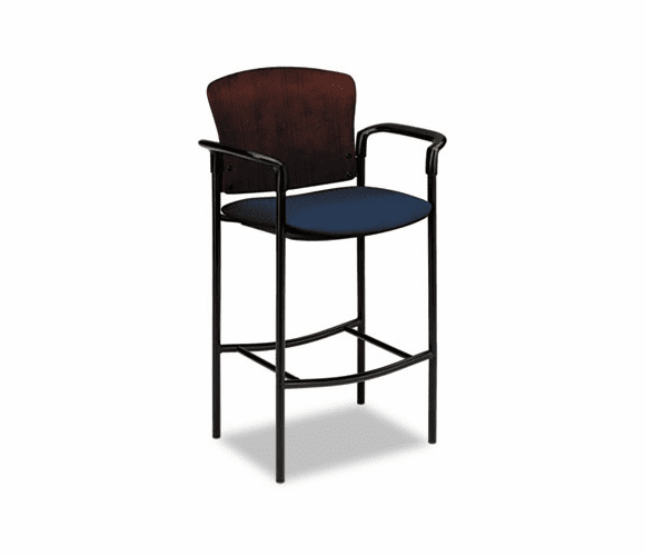 HON4099NNT90T Pagoda 4090 Series Stool, Mahogany Wood Back/Mariner Fabric Seat By HON COMPANY