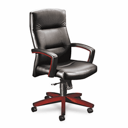 HON5001NSS11 5000 Series Executive High-Back Swivel/Tilt Chair, Black Leather/Mahogany By HON COMPANY
