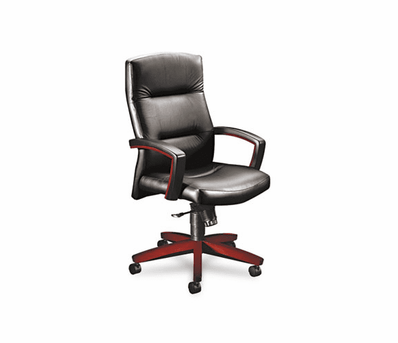 HON5001NSS11 5000 Series Executive High-Back Swivel/Tilt Chair, Black Leather/Mahogany By HON COMPANY