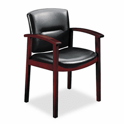 HON5003NSS11 5000 Series Park Avenue Guest Chair, Black Leather/Mahogany Finish By HON COMPANY