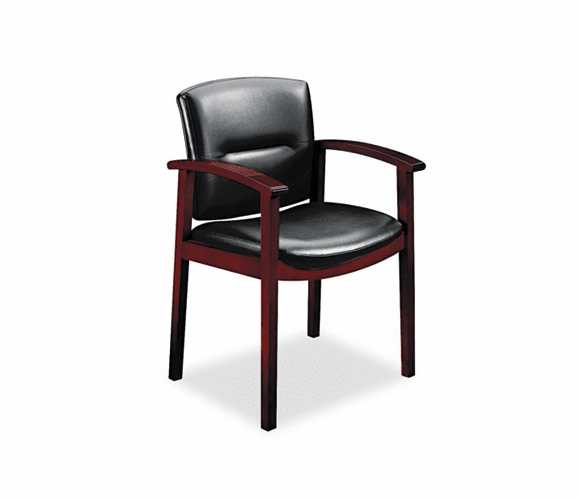 HON5003NSS11 5000 Series Park Avenue Guest Chair, Black Leather/Mahogany Finish By HON COMPANY