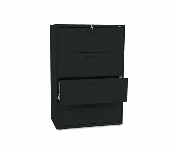 HON584LP 500 Series Four-Drawer Lateral File, 36w x53-1/4h x19-1/4d, Black By HON COMPANY