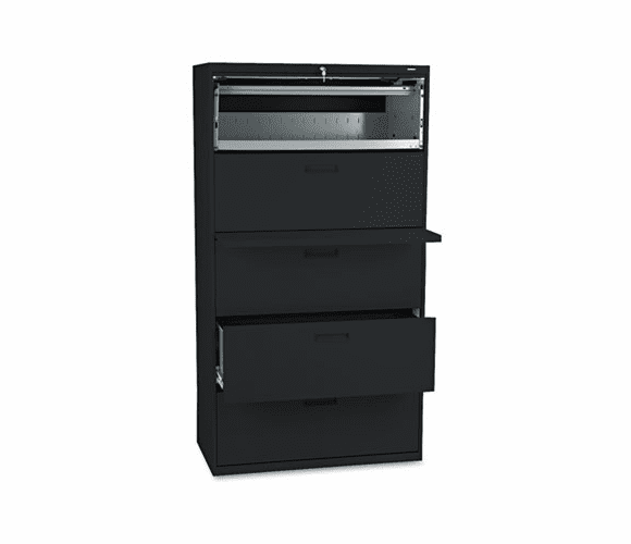 HON585LP 500 Series Five-Drawer Lateral File, 36w x67h x19-1/4d, Black By HON COMPANY