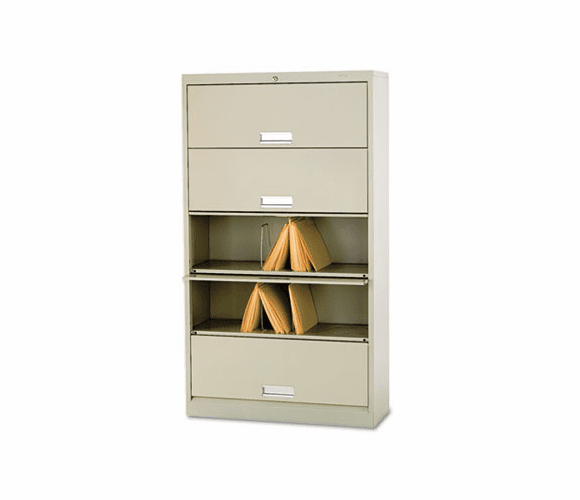 HON625LL 600 Series 5-Shelf Steel Receding Door File, Ltr, 36w x 13-3/4d x 75-7/8h, Putty By HON COMPANY