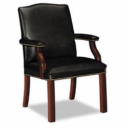 HON6572NSL11 Jackson 6570 Series Crest-Back Guest Chair, Mahogany/Black Leather By HON COMPANY