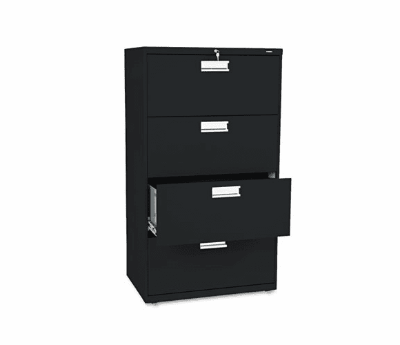 HON674LP 600 Series Four-Drawer Lateral File, 30w x19-1/4d, Black By HON COMPANY