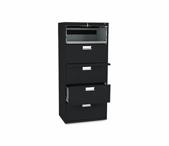 HON675LP 600 Series Five-Drawer Lateral File, 30w x19-1/4d, Black By HON COMPANY