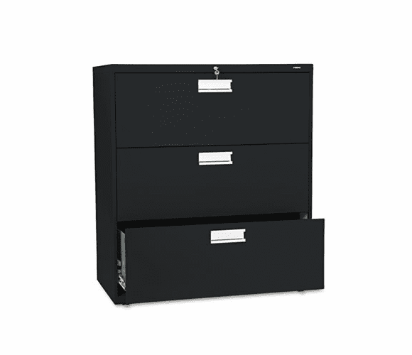 HON683LP 600 Series Three-Drawer Lateral File, 36w x19-1/4d, Black By HON COMPANY