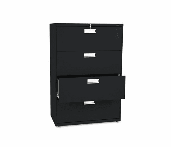 HON684LP 600 Series Four-Drawer Lateral File, 36w x19-1/4d, Black By HON COMPANY
