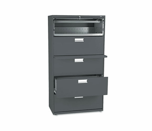 HON685LS 600 Series Five-Drawer Lateral File, 36w x19-1/4d, Charcoal By HON COMPANY
