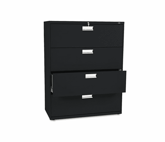 HON694LP 600 Series Four-Drawer Lateral File, 42w x19-1/4d, Black By HON COMPANY