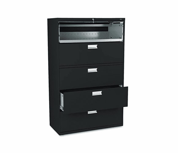 HON695LP 600 Series Five-Drawer Lateral File, 42w x19-1/4d, Black By HON COMPANY