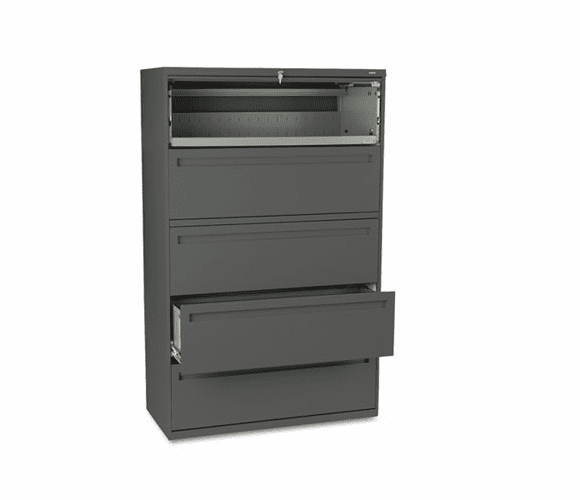 HON795LS 700 Series Five-Drawer Lateral File w/Roll-Out & Posting Shelves, 42w, Charcoal By HON COMPANY