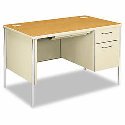 HON88251RCL Mentor Series Single Pedestal Desk, 48w x 30d x 29-1/2h, Harvest/Putty By HON COMPANY