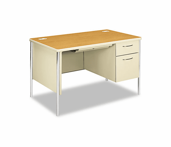 HON88251RCL Mentor Series Single Pedestal Desk, 48w x 30d x 29-1/2h, Harvest/Putty By HON COMPANY