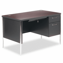 HON88251RNS Mentor Series Single Pedestal Desk, 48w x 30d x 29-1/2h, Mahogany/Charcoal By HON COMPANY