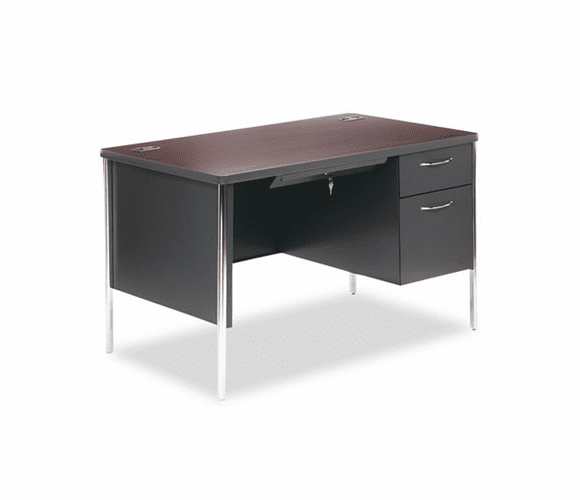 HON88251RNS Mentor Series Single Pedestal Desk, 48w x 30d x 29-1/2h, Mahogany/Charcoal By HON COMPANY
