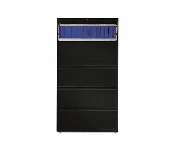 HON885LP 800 Series Five-Drawer Lateral File, Roll-Out/Posting Shelves, 36w x 67h, Black By HON COMPANY