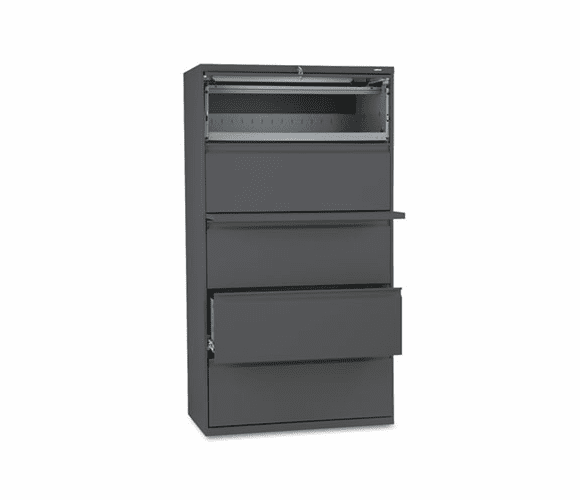 HON885LS 800 Series Five-Drawer Lateral File, Roll-Out/Posting Shelves, 36w x 67h, Charcl By HON COMPANY