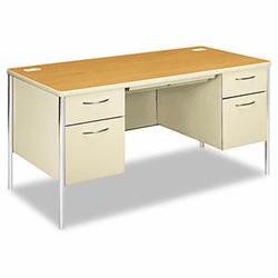 HON88962CL Mentor Series Double Pedestal Desk, 60w x 30d x 29-1/2h, Harvest/Putty By HON COMPANY