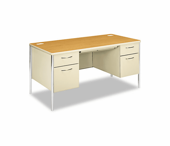 HON88962CL Mentor Series Double Pedestal Desk, 60w x 30d x 29-1/2h, Harvest/Putty By HON COMPANY