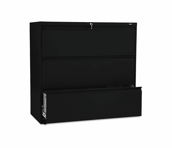 HON893LP 800 Series Three-Drawer Lateral File, 42w x 19-1/4d x 40-7/8h, Black By HON COMPANY