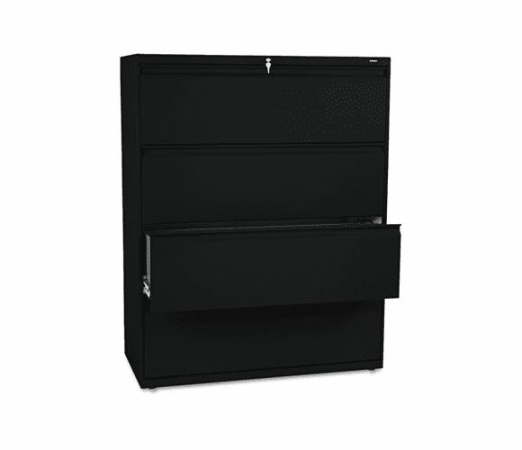 HON894LP 800 Series Four-Drawer Lateral File, 42w x 19-1/4d x 53-1/4h, Black By HON COMPANY