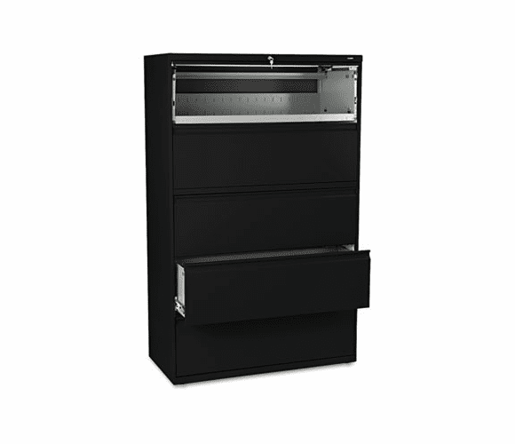 HON895LP 800 Series Five-Drawer Lateral File, Roll-Out/Posting Shelves, 42w x 67h, Black By HON COMPANY