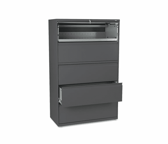 HON895LS 800 Series Five-Drawer Lateral File, Roll-Out/Posting Shelves, 42w x 67h, Charcl By HON COMPANY