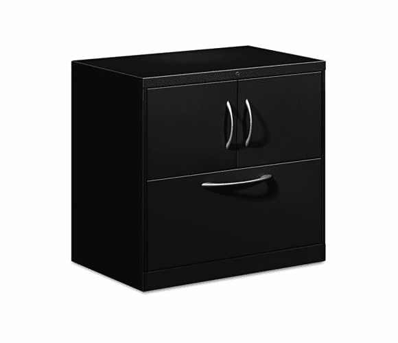 HONFC1830DLFALP Flagship File Center w/Storage Cabinet & Lateral File, 30w x 18d x 28h, Black By HON COMPANY