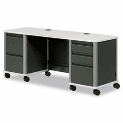 HONLT267223CT6S SmartLink Double Pedestal Desk, 72w x 26d x 30h, Charcoal/Platinum By HON COMPANY