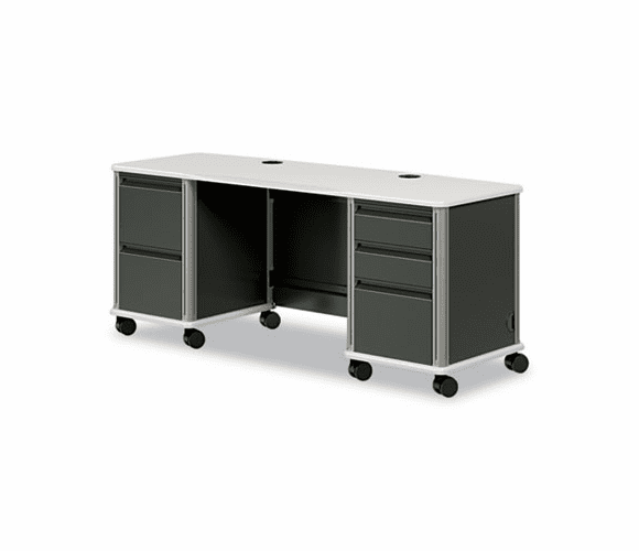 HONLT267223CT6S SmartLink Double Pedestal Desk, 72w x 26d x 30h, Charcoal/Platinum By HON COMPANY