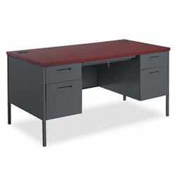 HONP3262NS Metro Classic Double Pedestal Desk, 60w x 30d x 29-1/2h, Mahogany/Charcoal By HON COMPANY