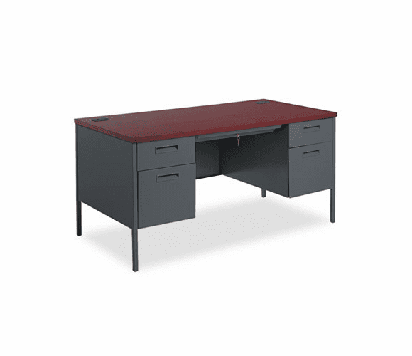 HONP3262NS Metro Classic Double Pedestal Desk, 60w x 30d x 29-1/2h, Mahogany/Charcoal By HON COMPANY