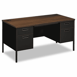HONP3262ZP Metro Classic Double Pedestal Desk, 60w x 30d x 29-1/2h, Columbian Walnut/Black By HON COMPANY
