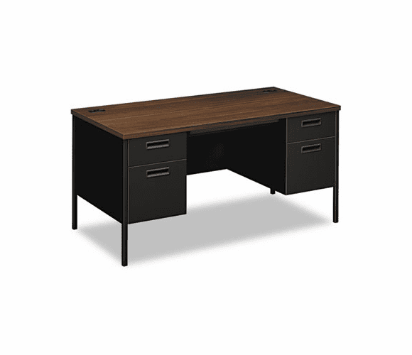 HONP3262ZP Metro Classic Double Pedestal Desk, 60w x 30d x 29-1/2h, Columbian Walnut/Black By HON COMPANY