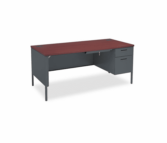 HONP3265RNS Metro Classic Right Pedestal Workstation Desk, 66w x 30d, Mahogany/Charcoal By HON COMPANY