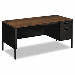HONP3265RZP Metro Classic Right Pedestal Workstation Desk, 66w x 30d, Columbian Walnut/Black By HON COMPANY