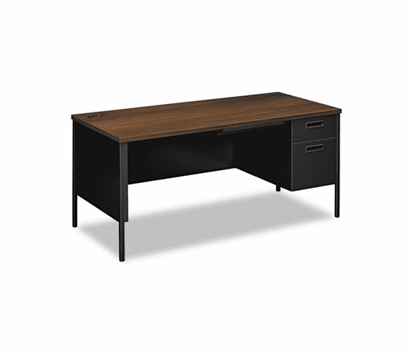 HONP3265RZP Metro Classic Right Pedestal Workstation Desk, 66w x 30d, Columbian Walnut/Black By HON COMPANY
