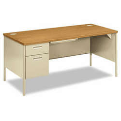 HONP3266LCL Metro Classic Left Pedestal Workstation Desk, 66w x 30d, Harvest/Putty By HON COMPANY