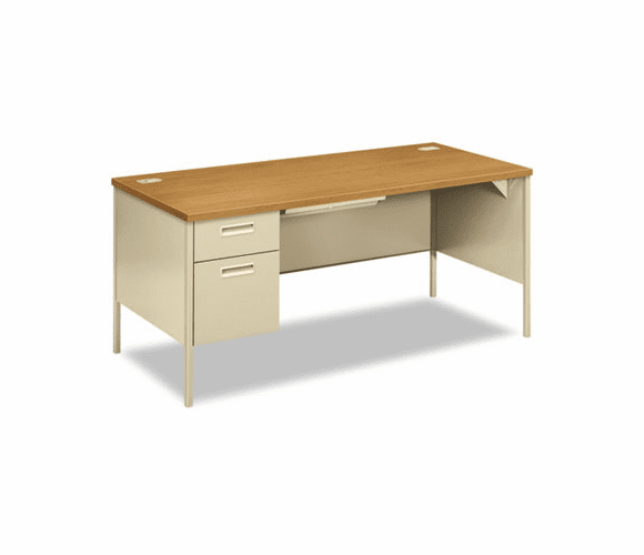 HONP3266LCL Metro Classic Left Pedestal Workstation Desk, 66w x 30d, Harvest/Putty By HON COMPANY
