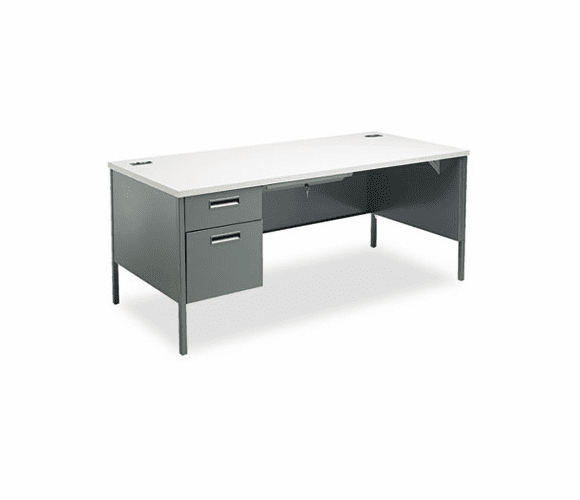 HONP3266LG2S Metro Classic Left Pedestal Workstation Desk, 66w x 30d, Gray Patterned/Charcoal By HON COMPANY
