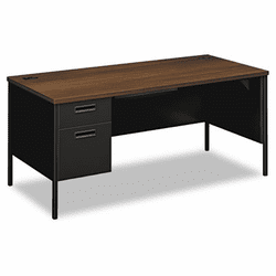 HONP3266LZP Metro Classic Left Pedestal Workstation Desk, 66w x 30d, Columbian Walnut/Black By HON COMPANY