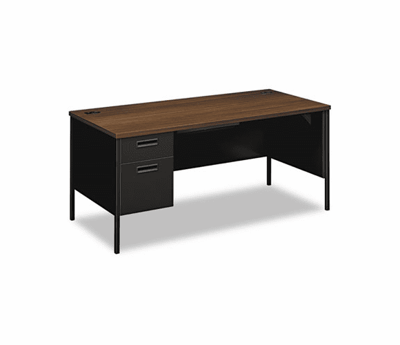 HONP3266LZP Metro Classic Left Pedestal Workstation Desk, 66w x 30d, Columbian Walnut/Black By HON COMPANY